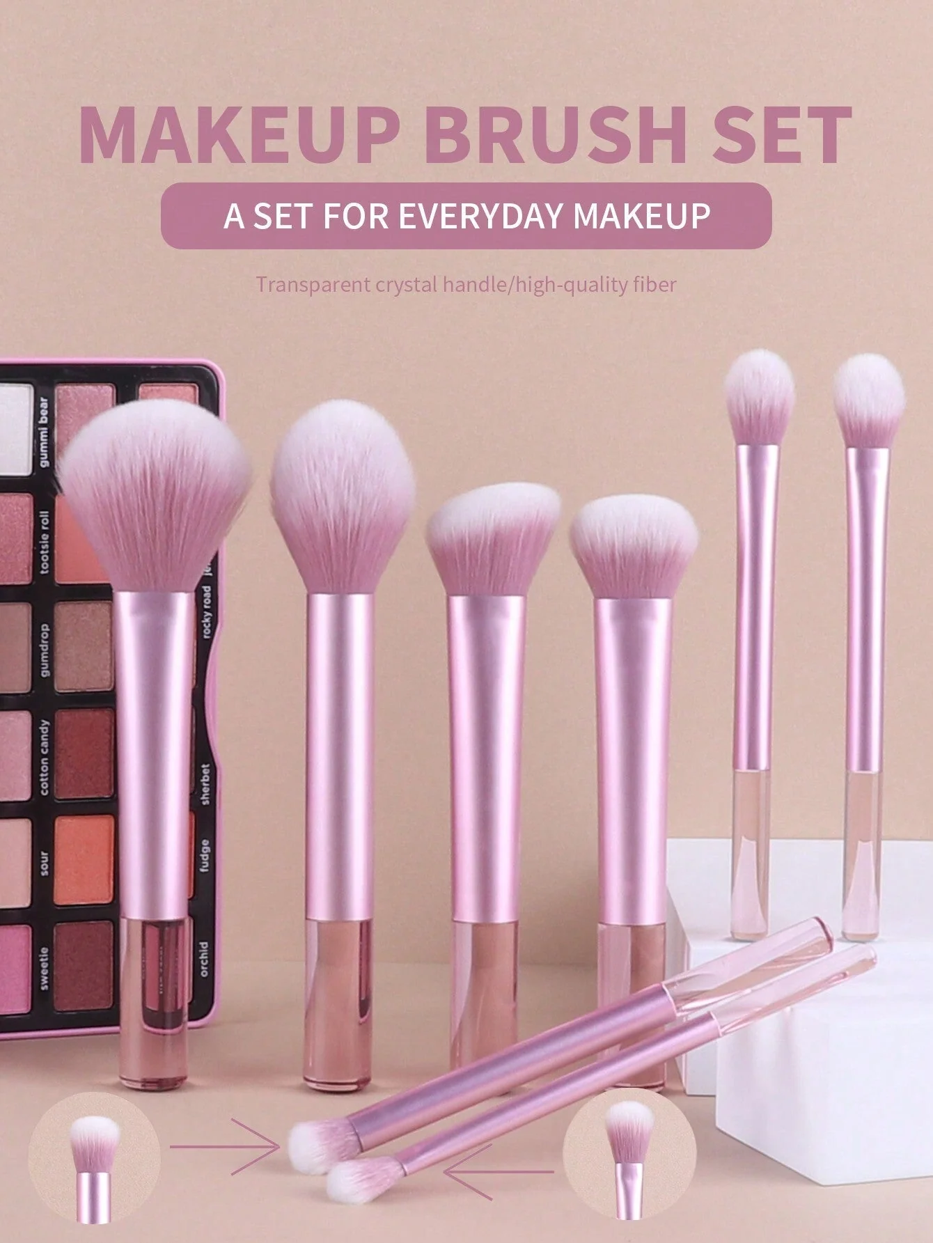 12pcs Multifunctional Makeup Brushes Set Including Powder Brush, Blush Brush, Foundation Brush, Eyeshadow Brush, Blending Brush, Contour Brush, Plus A Bevelled Beauty Sponge, A Round Beauty Sponge And A White Powder Puff - Image 10
