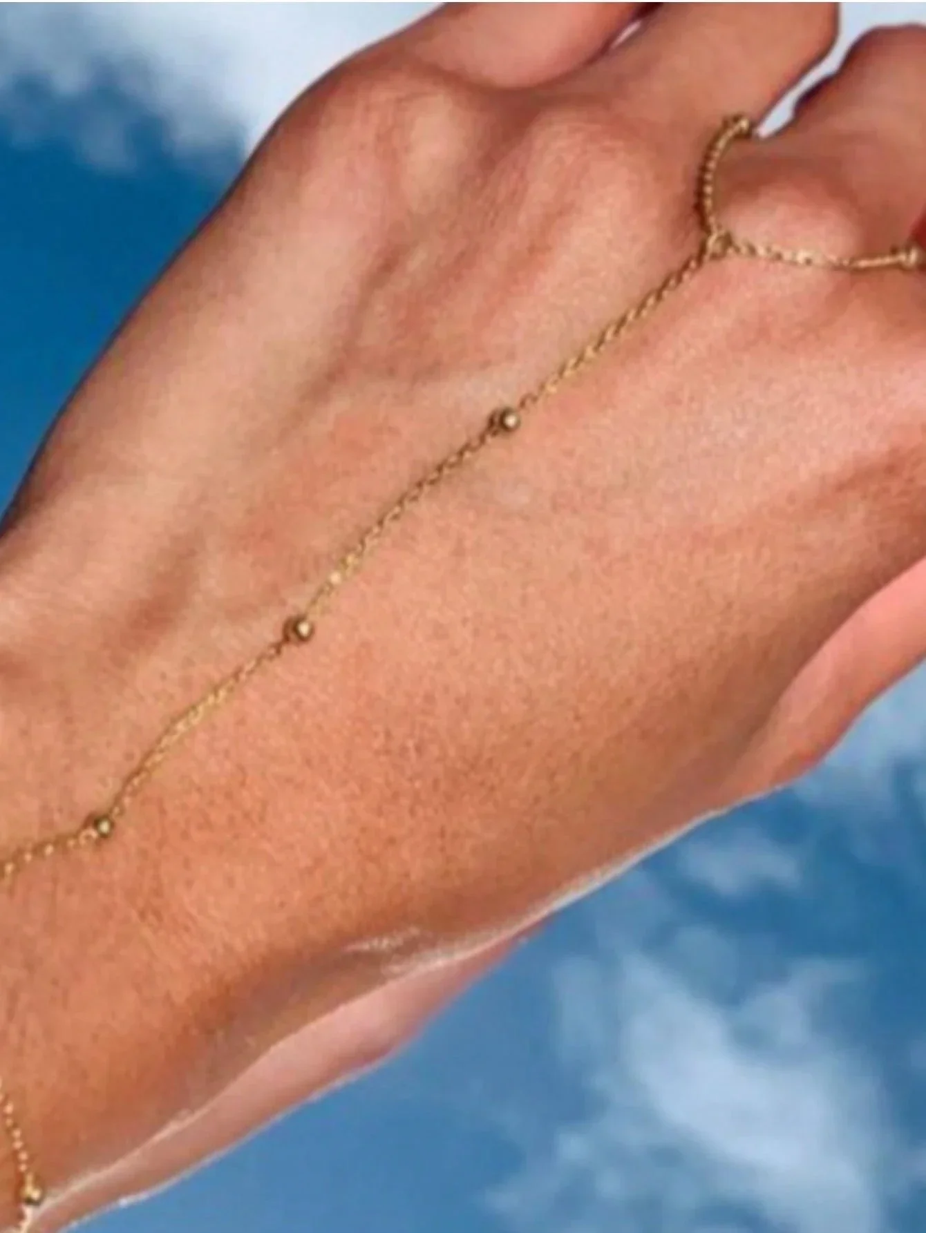1pc Fashion Pearl Chain Finger Ring, Delicate Bracelet FD - Image 5