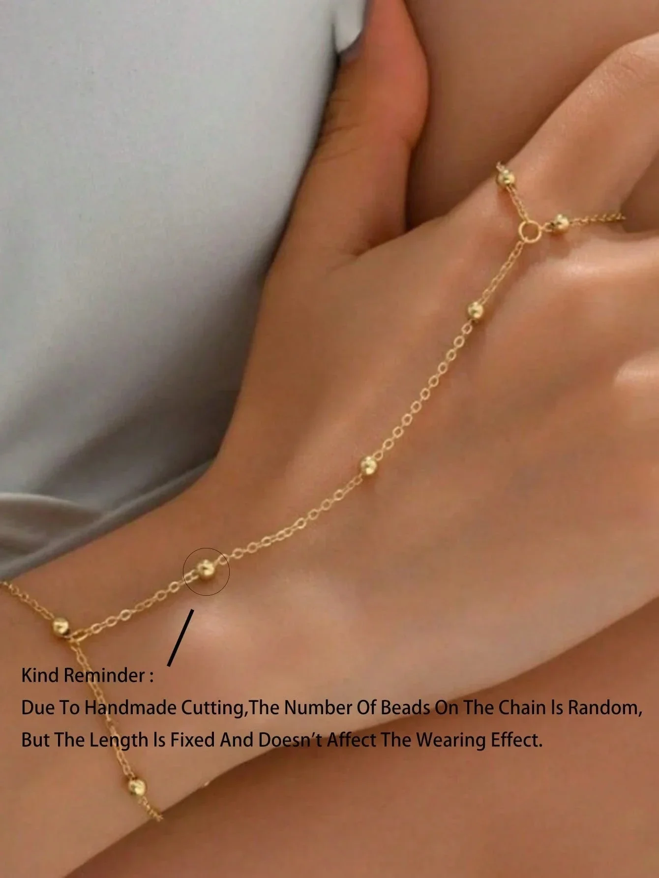 1pc Fashion Pearl Chain Finger Ring, Delicate Bracelet FD - Image 7