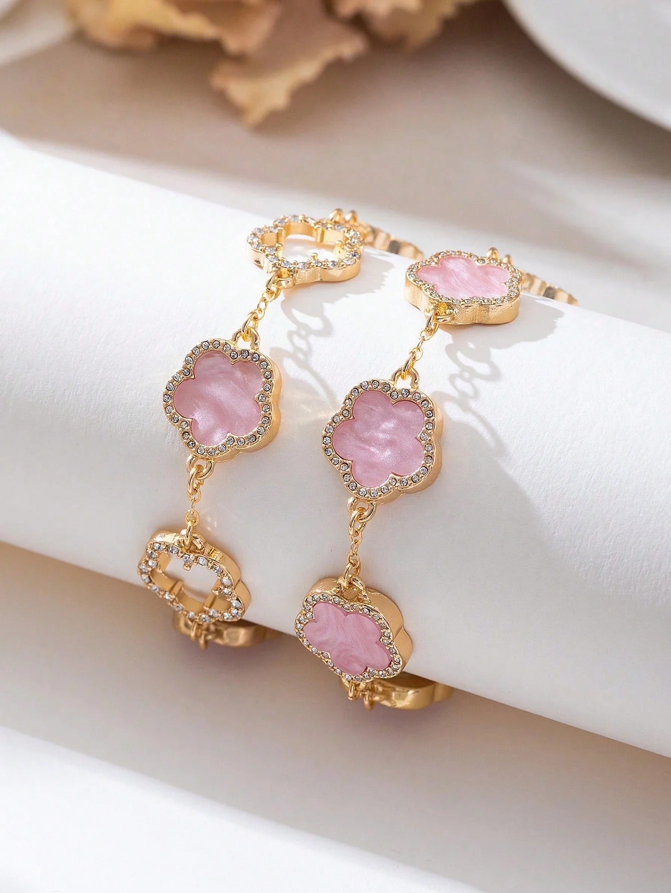 1pc Luxury Elegant Rhinestone Hollow Clover & Flower Charm Bracelet FD - Image 10