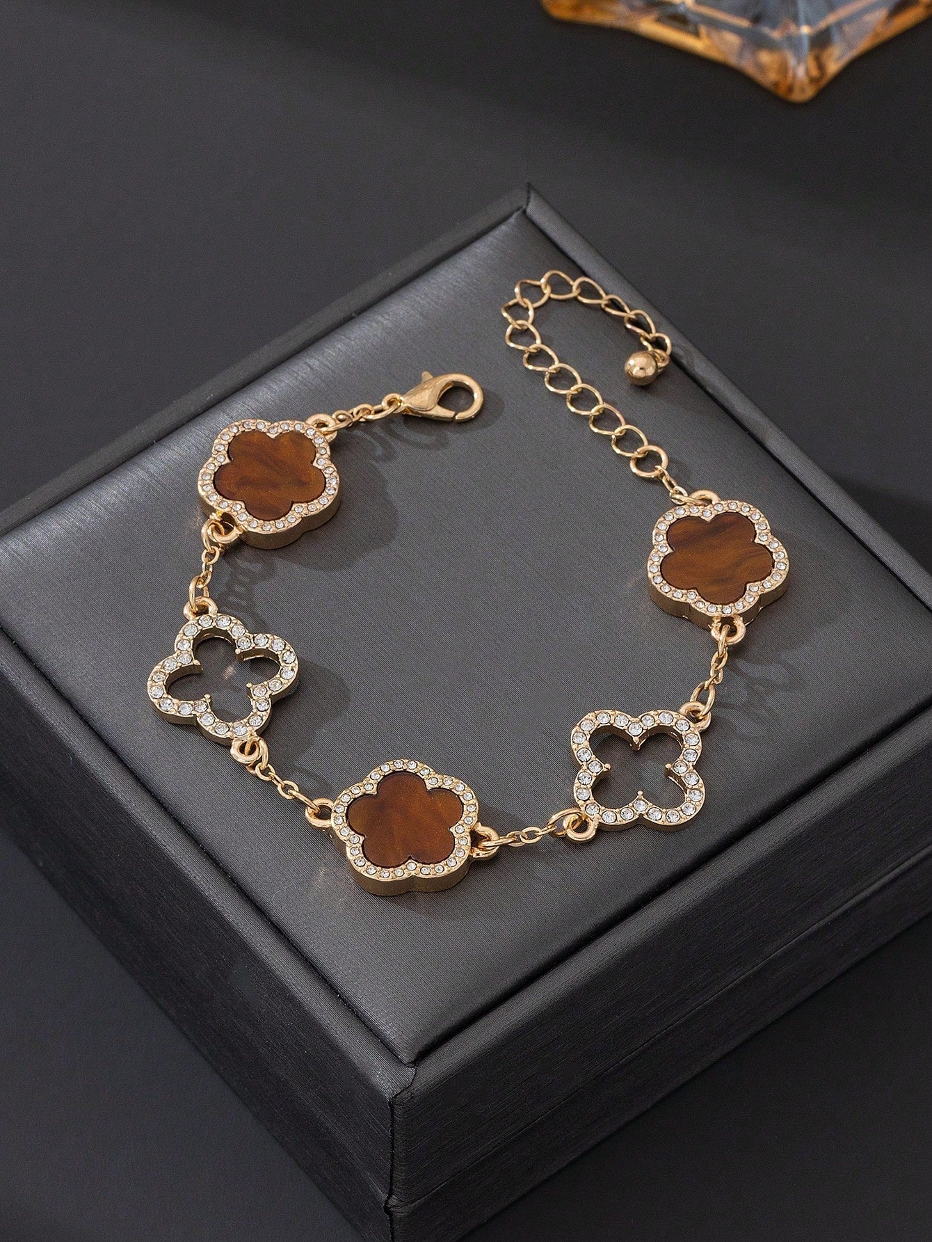 1pc Luxury Elegant Rhinestone Hollow Clover & Flower Charm Bracelet FD - Image 11