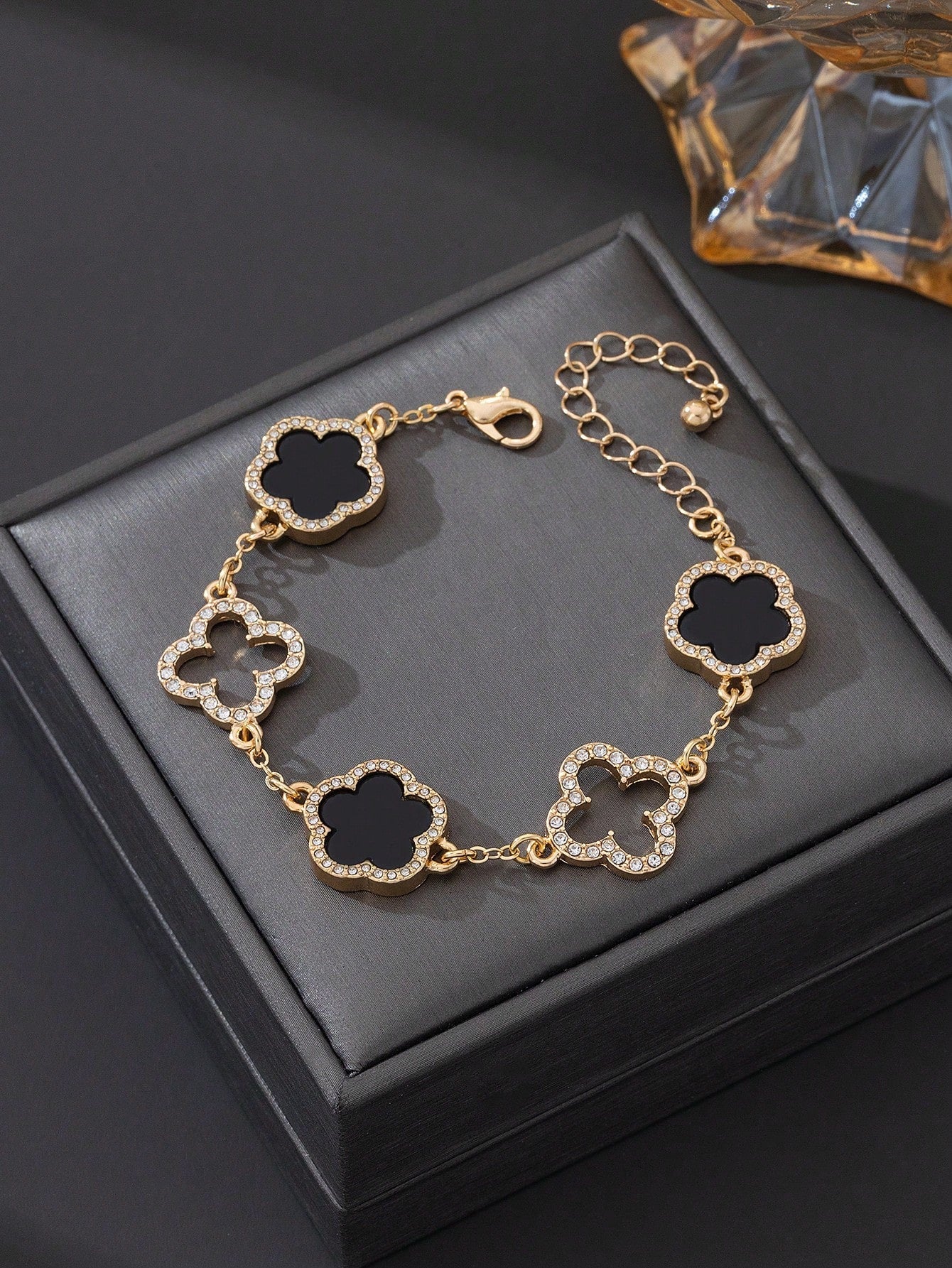 1pc Luxury Elegant Rhinestone Hollow Clover & Flower Charm Bracelet FD - Image 12