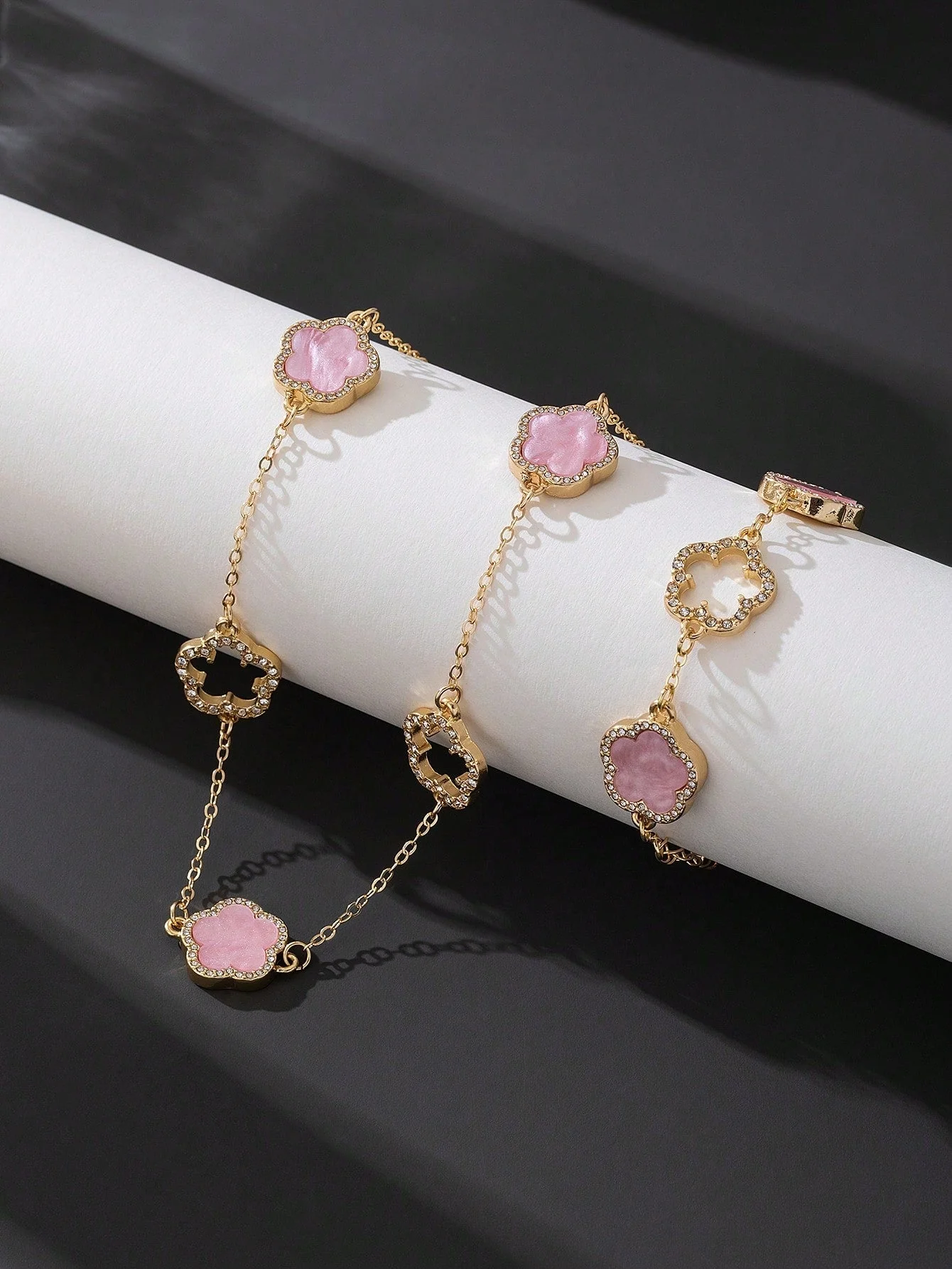 1pc Luxury Elegant Rhinestone Hollow Clover & Flower Charm Bracelet FD - Image 13