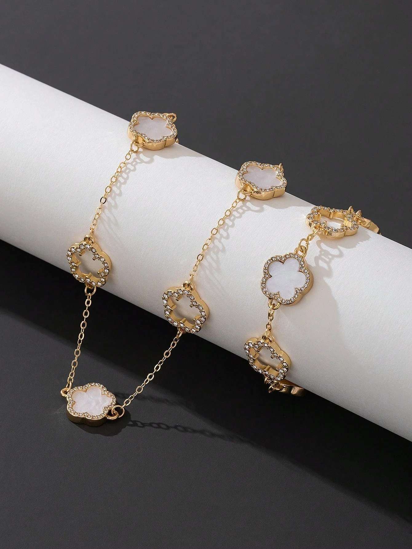 1pc Luxury Elegant Rhinestone Hollow Clover & Flower Charm Bracelet FD - Image 14