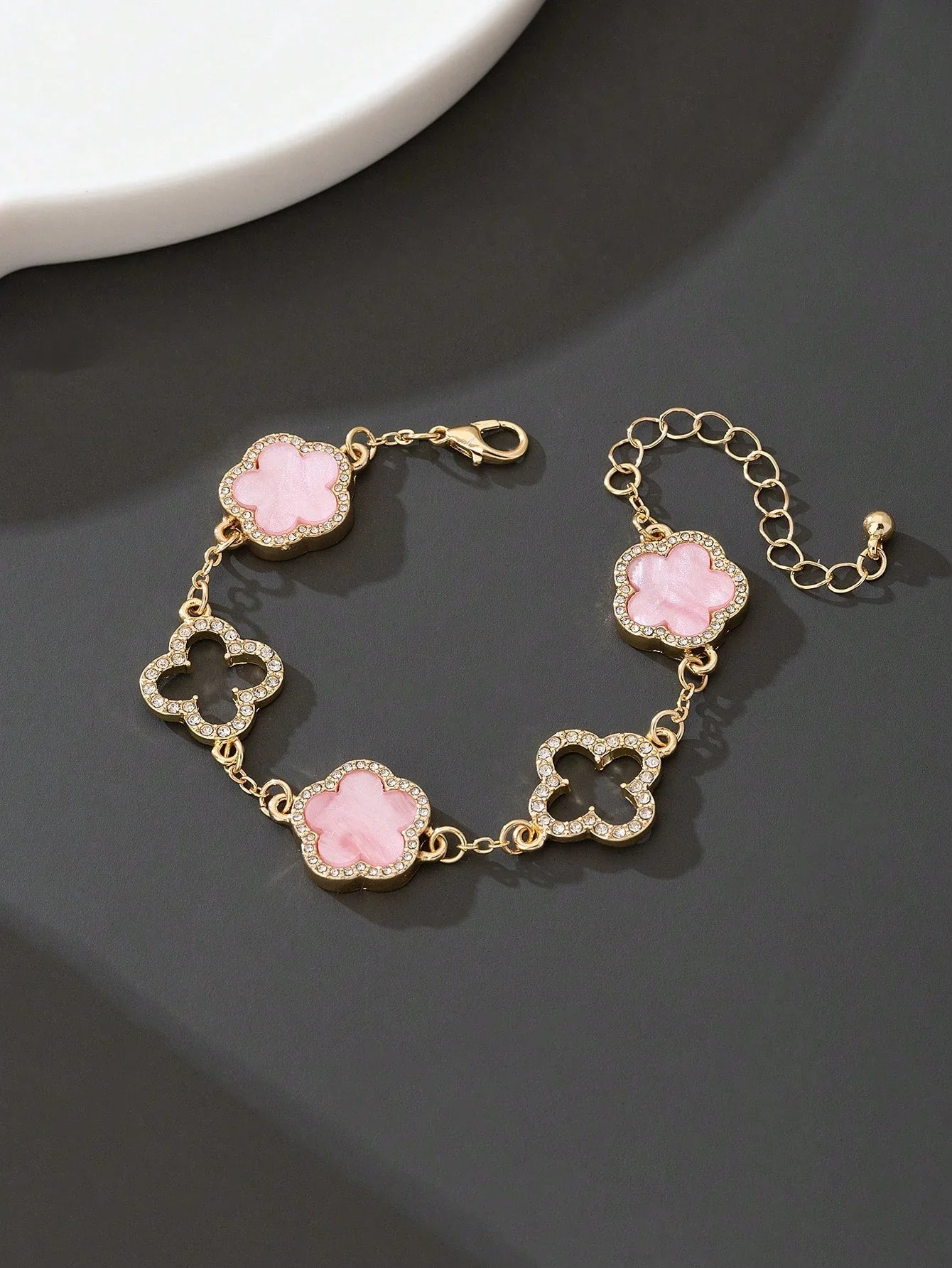 1pc Luxury Elegant Rhinestone Hollow Clover & Flower Charm Bracelet FD - Image 17