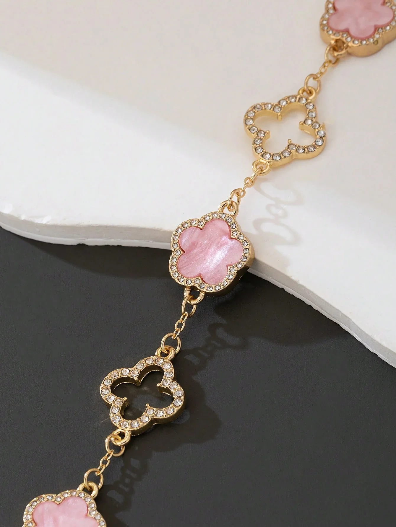 1pc Luxury Elegant Rhinestone Hollow Clover & Flower Charm Bracelet FD - Image 18