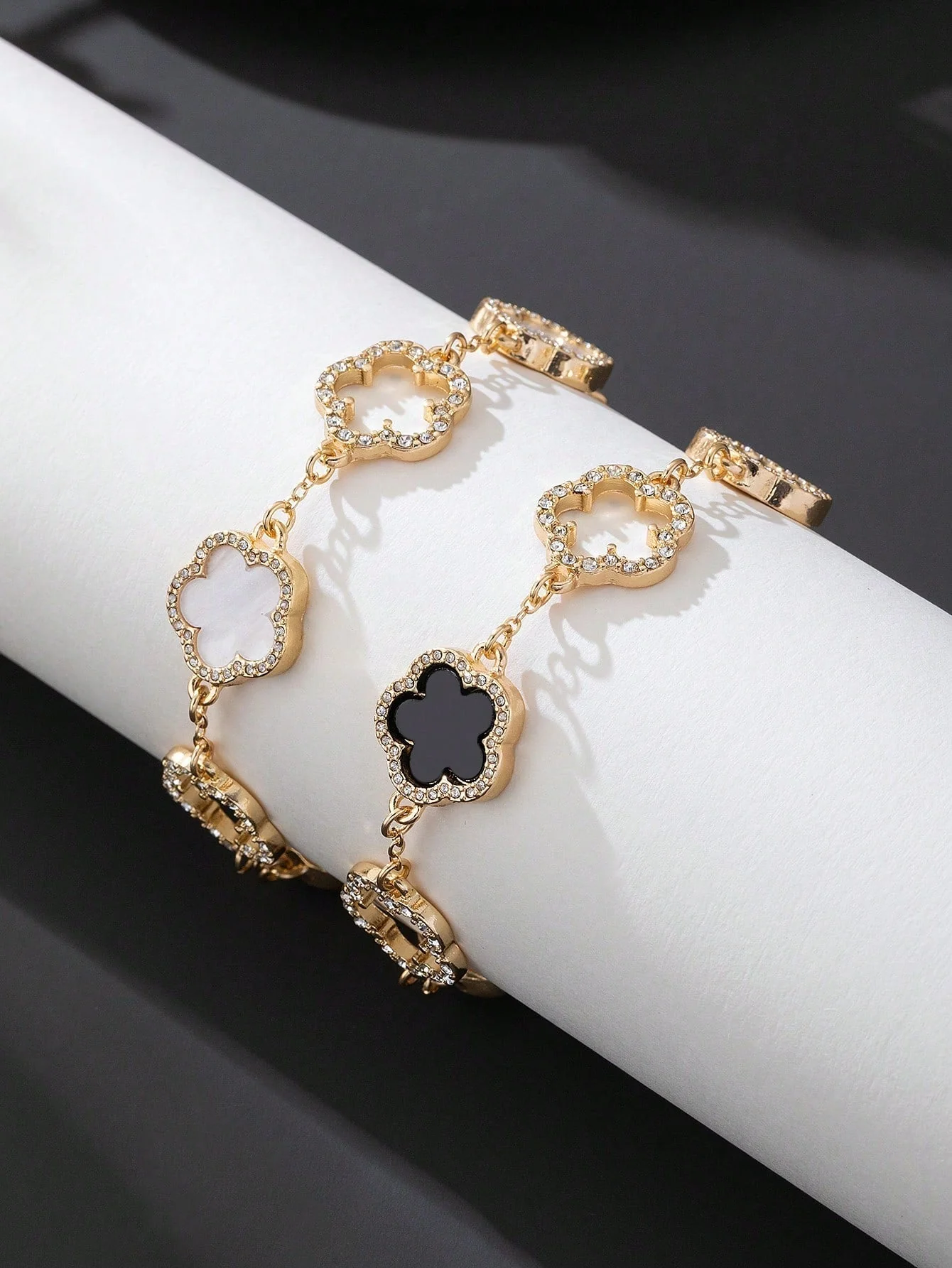 1pc Luxury Elegant Rhinestone Hollow Clover & Flower Charm Bracelet FD - Image 9