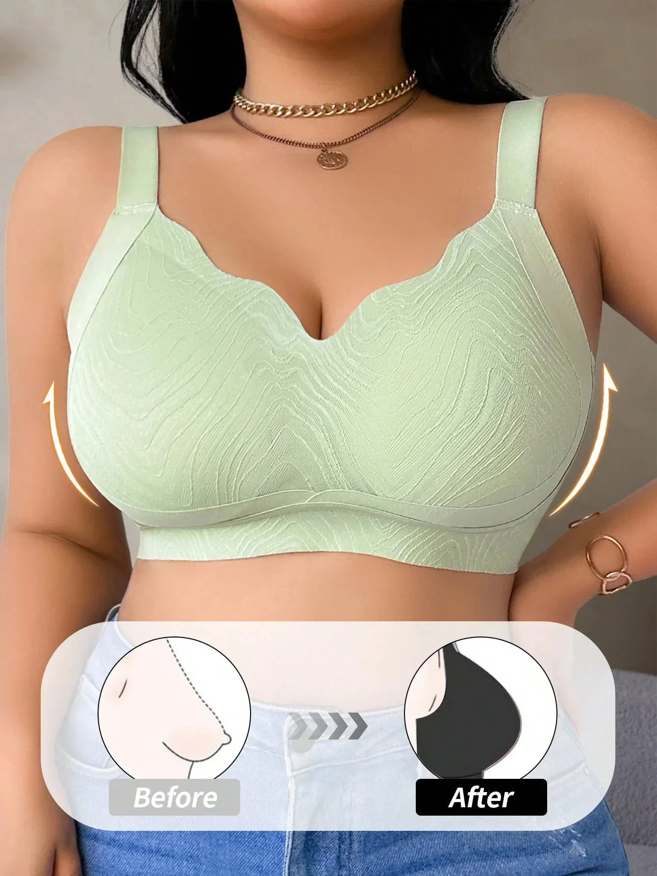 1pc Women Plus Size Seamless Wireless Bra