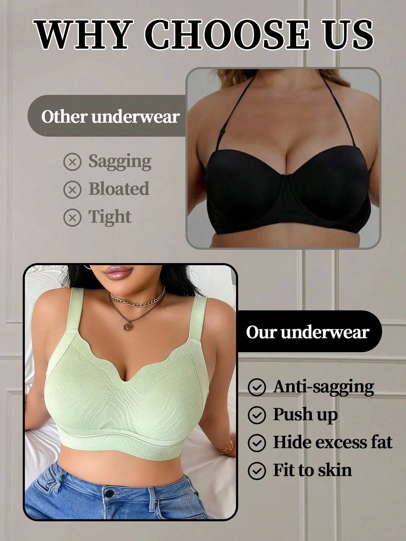 1pc Women Plus Size Seamless Wireless Bra - Image 4