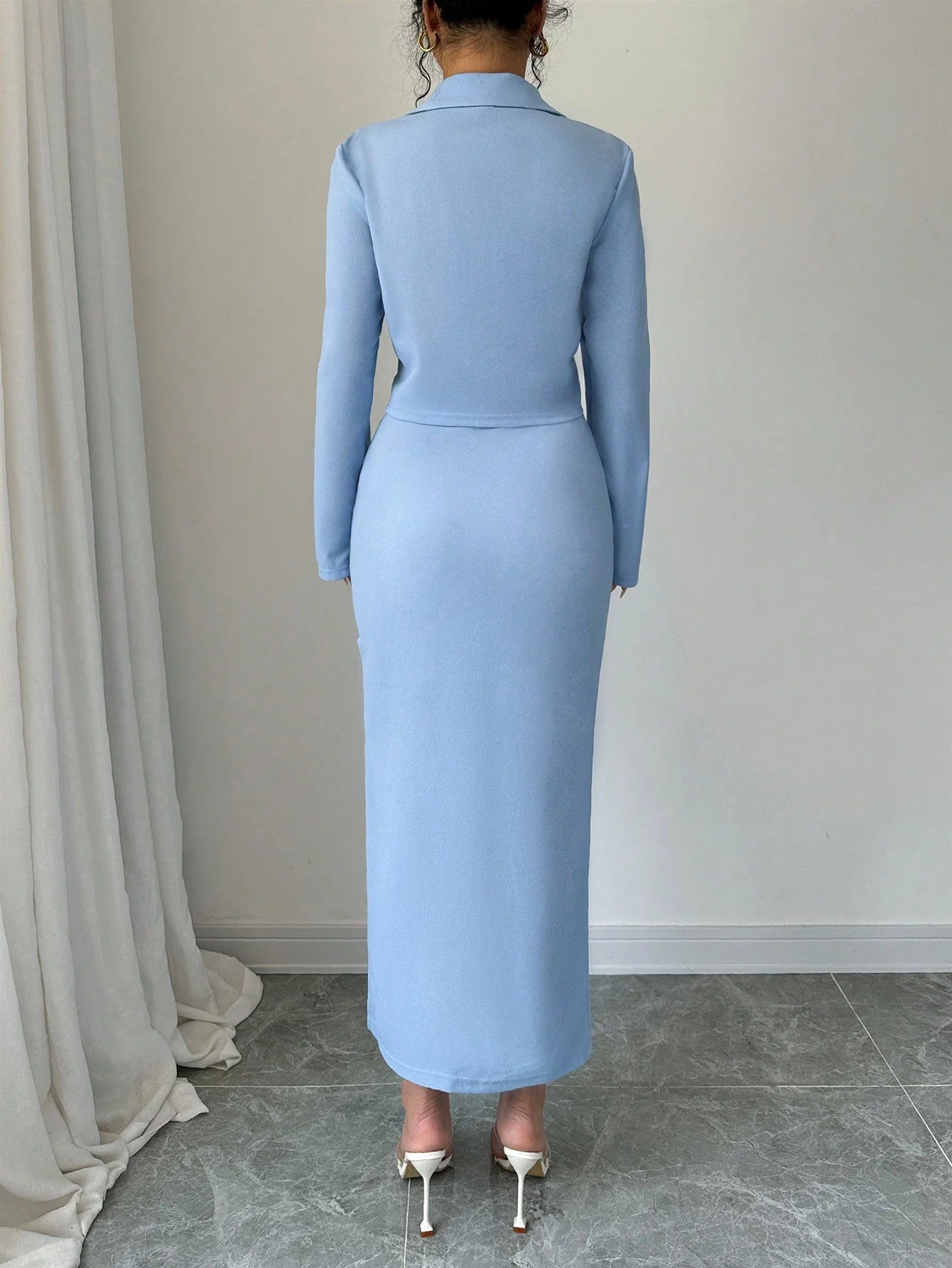 1set Blue Elegant Casual Ladies' Suit - Image 2