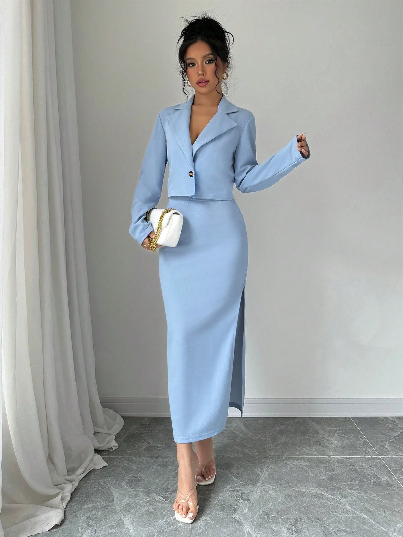 1set Blue Elegant Casual Ladies' Suit - Image 6