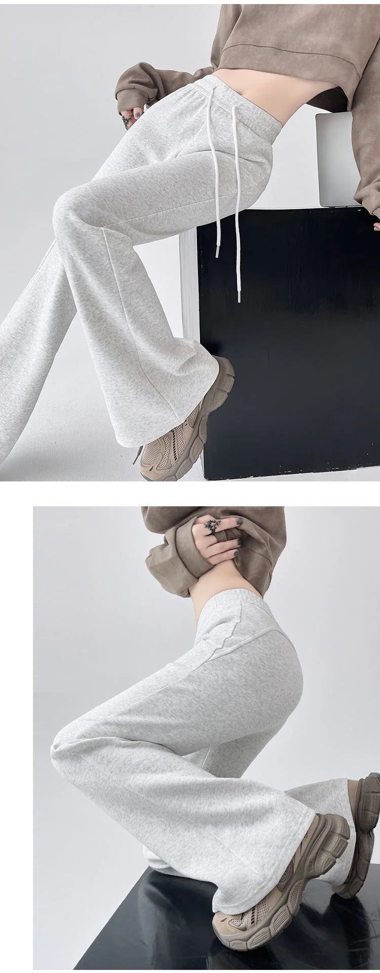2024 New Casual Sweatpants High Waist Drape Horseshoe Pants - Image 13