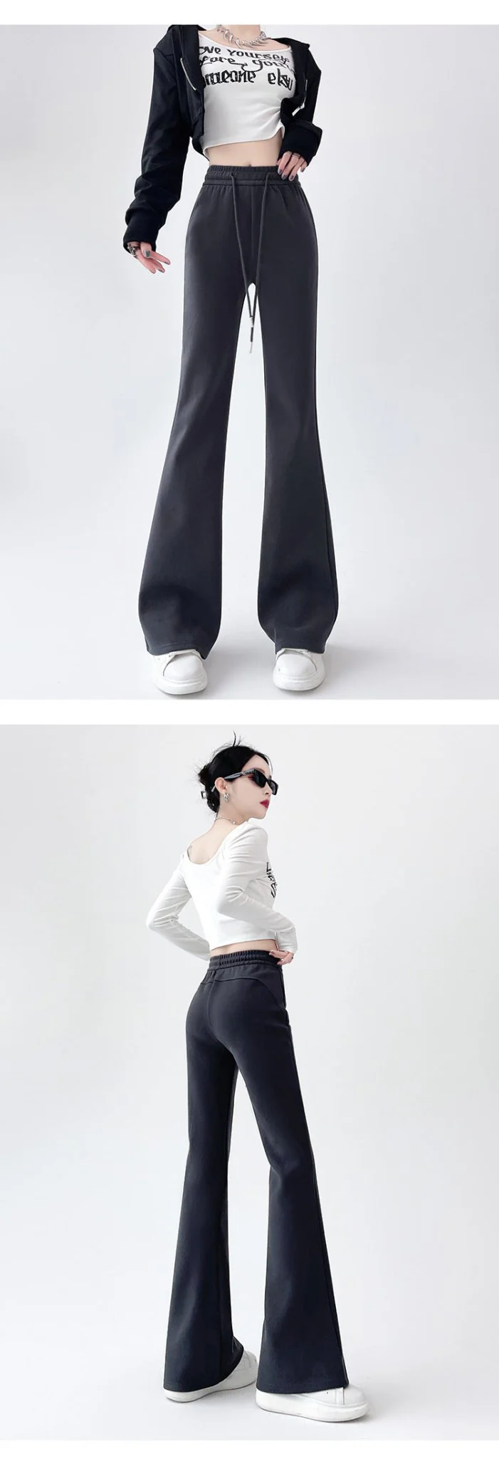 2024 New Casual Sweatpants High Waist Drape Horseshoe Pants - Image 15