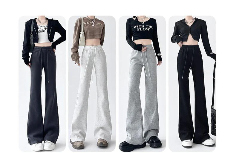 2024 New Casual Sweatpants High Waist Drape Horseshoe Pants - Image 18