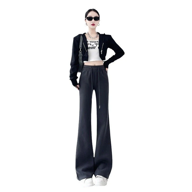 2024 New Casual Sweatpants High Waist Drape Horseshoe Pants - Image 4