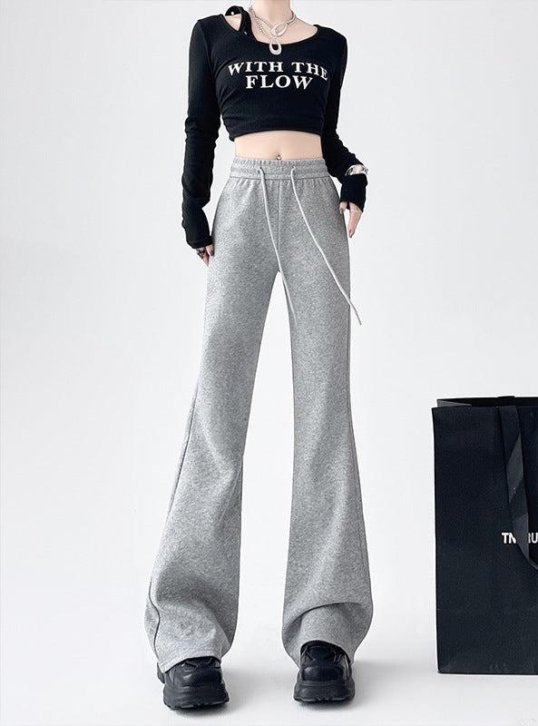 2024 New Casual Sweatpants High Waist Drape Horseshoe Pants - Image 7
