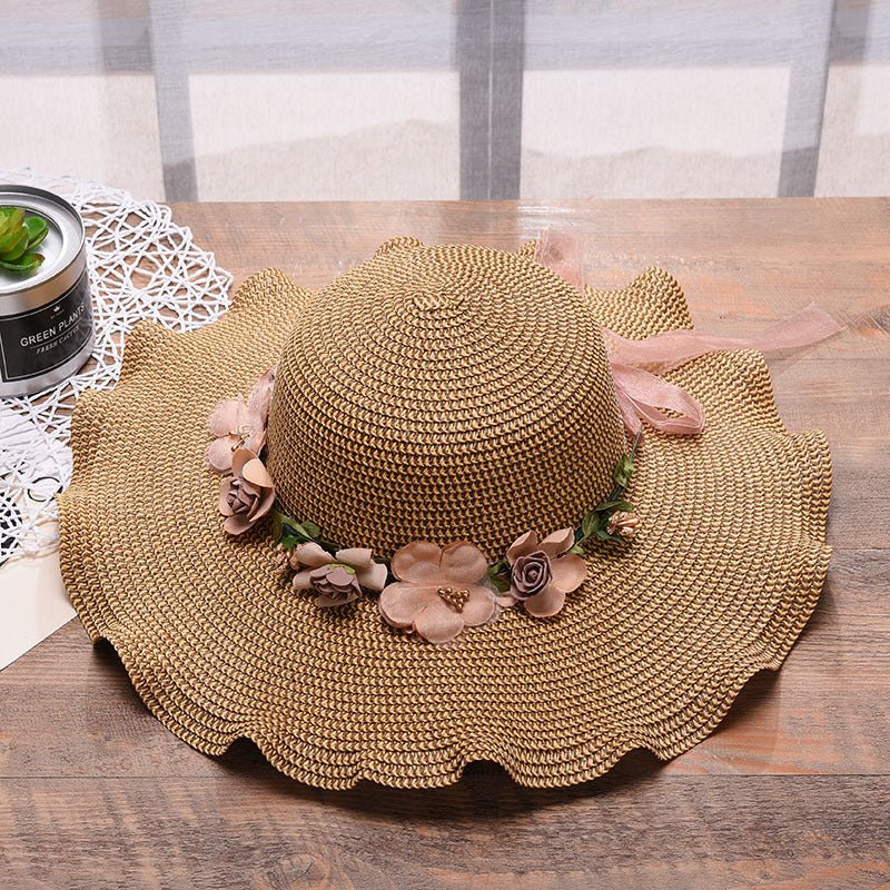 2025 new Korean style women's hat big wave flower sun hat beach outdoor sun hat sun protection straw hat - Image 7