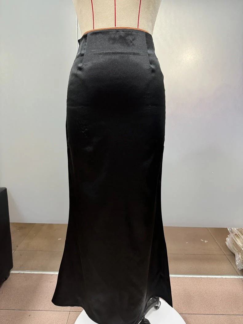 2025 Spring and Summer New Simulation Silk Skirt Fishtail Satin Hip Skirt - Image 13