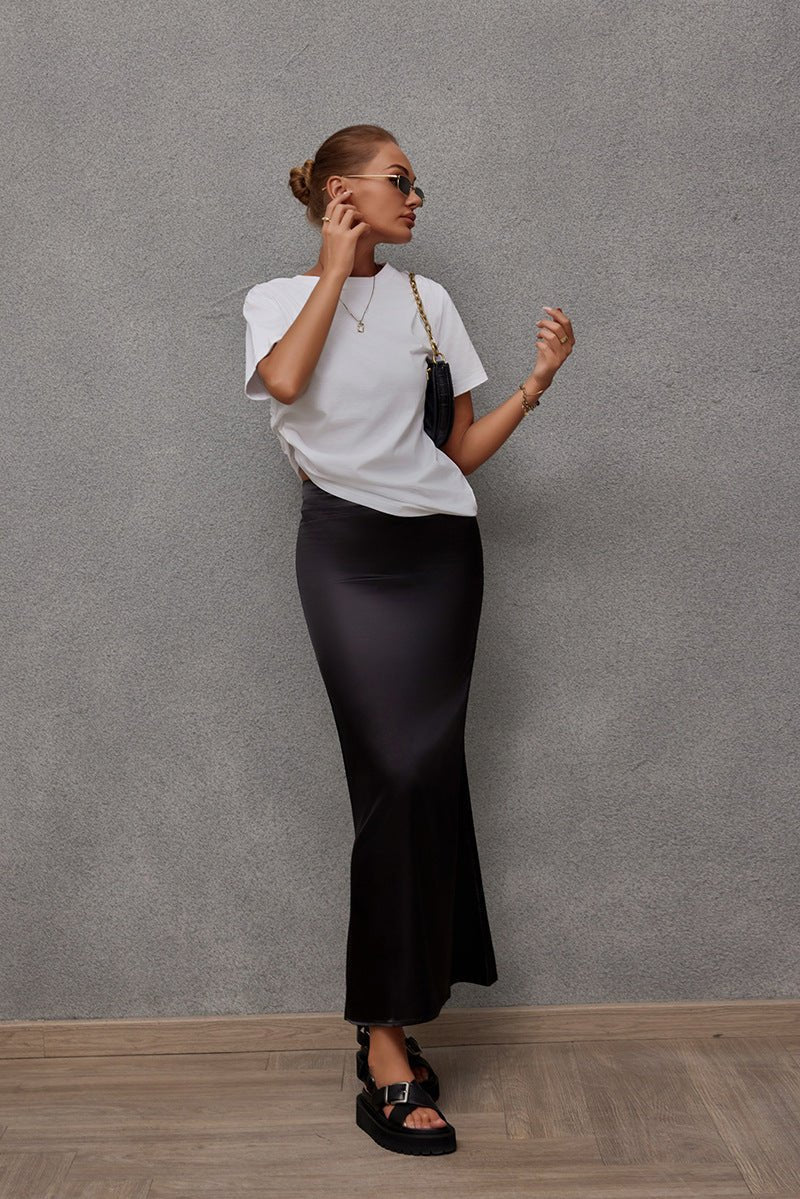 2025 Spring and Summer New Simulation Silk Skirt Fishtail Satin Hip Skirt - Image 3