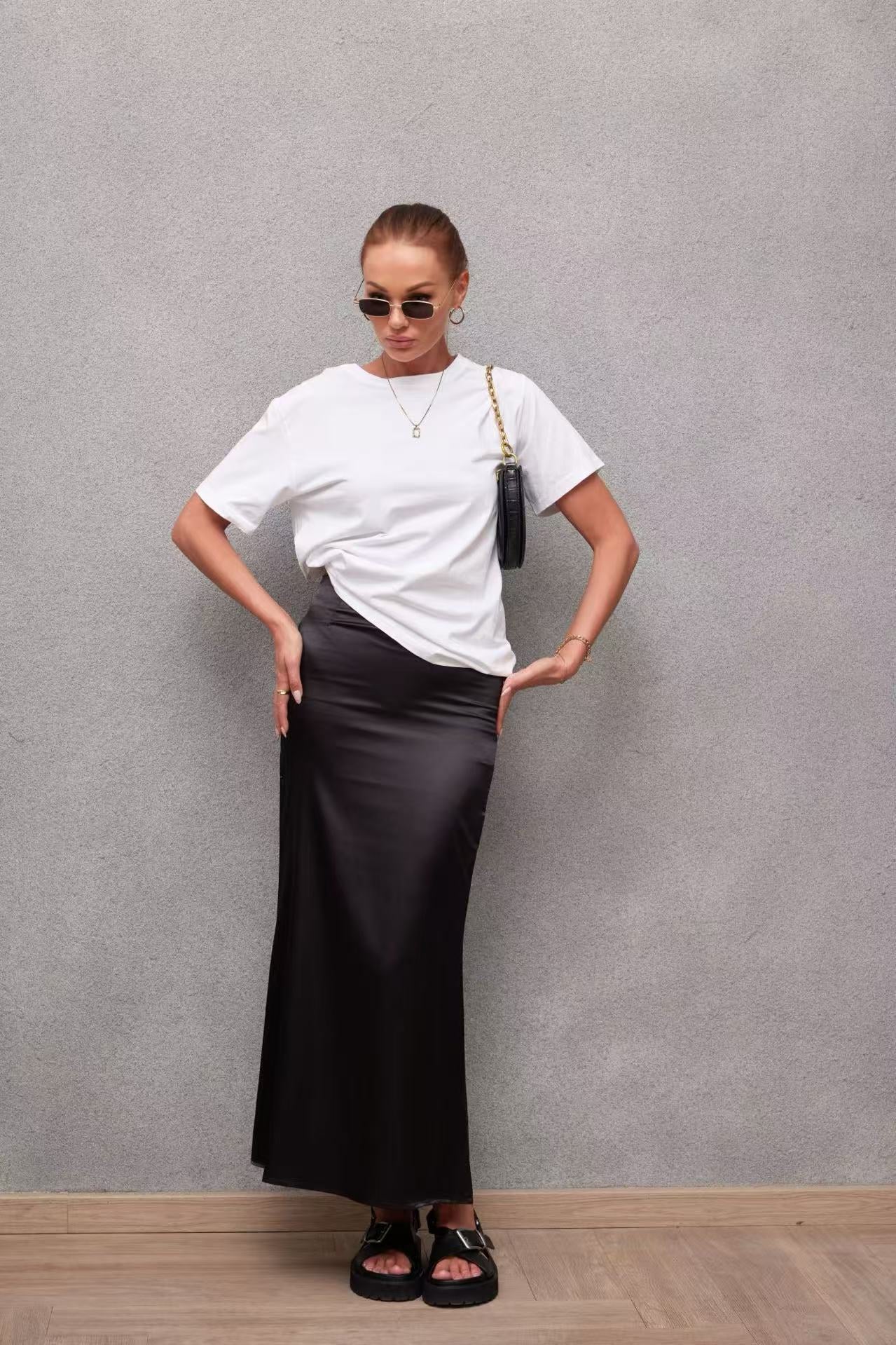 2025 Spring and Summer New Simulation Silk Skirt Fishtail Satin Hip Skirt  FD - Image 20