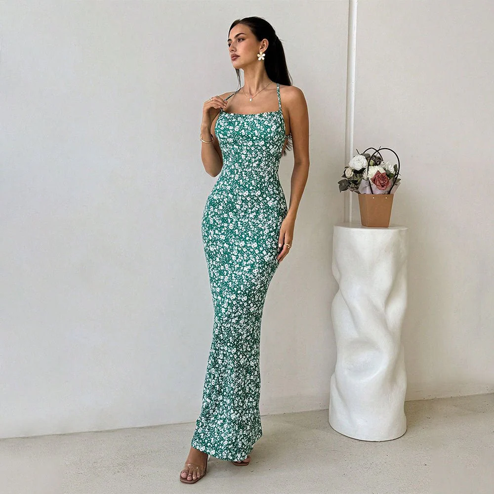 2025 Spring/Summer – Sweet & Fresh Suspender Backless Floral Holiday Dress - Image 4
