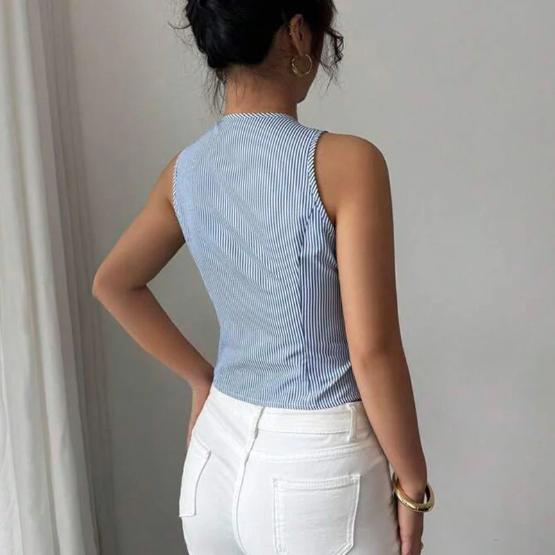 2025 summer and temperament striped small vest sleeveless top - Image 2