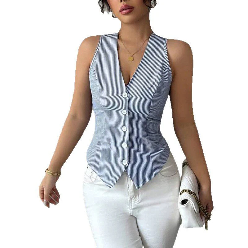 2025 summer and temperament striped small vest sleeveless top - Image 5