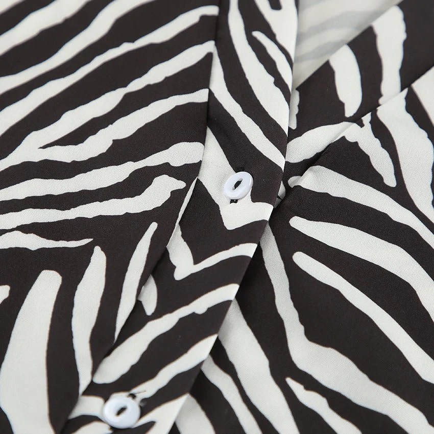 2025 Summer Cool Zebra Print Lace-up Long Sleeve Pants Two-piece Elastic Casual Loungewear FD - Image 20