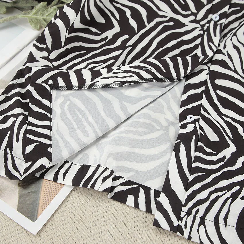 2025 Summer Cool Zebra Print Lace-up Long Sleeve Pants Two-piece Elastic Casual Loungewear FD - Image 23