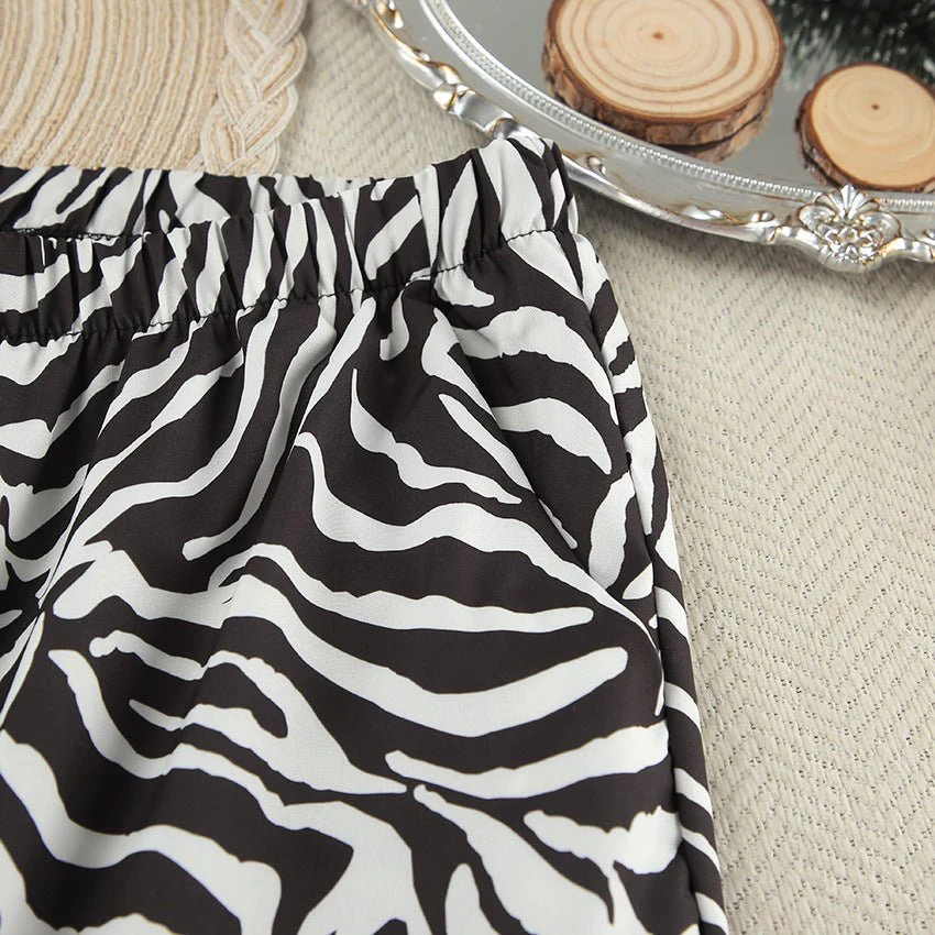 2025 Summer Cool Zebra Print Lace-up Long Sleeve Pants Two-piece Elastic Casual Loungewear FD - Image 25
