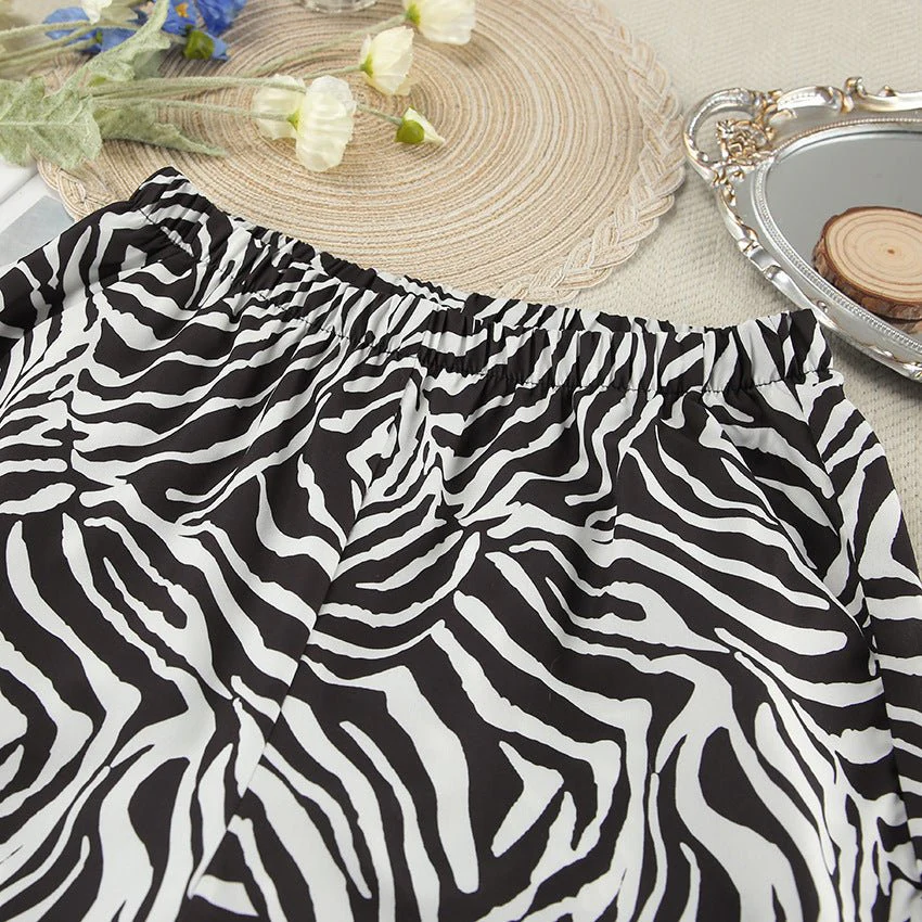 2025 Summer Cool Zebra Print Lace-up Long Sleeve Pants Two-piece Elastic Casual Loungewear FD - Image 26