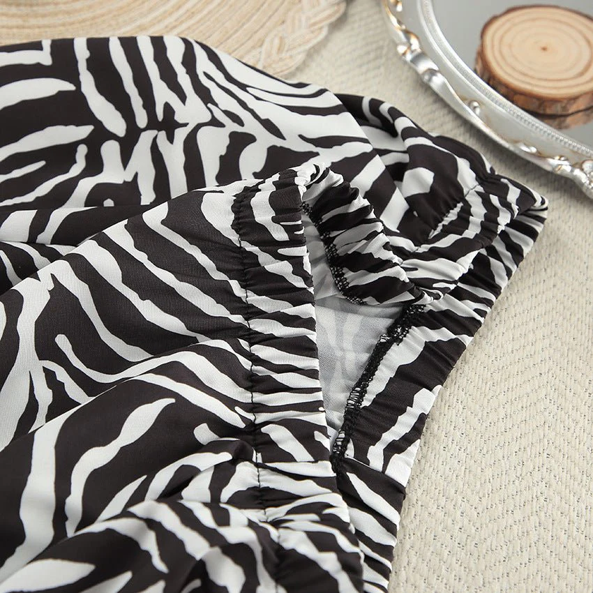 2025 Summer Cool Zebra Print Lace-up Long Sleeve Pants Two-piece Elastic Casual Loungewear FD - Image 27