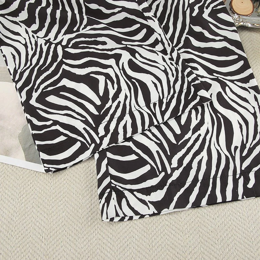 2025 Summer Cool Zebra Print Lace-up Long Sleeve Pants Two-piece Elastic Casual Loungewear FD - Image 28