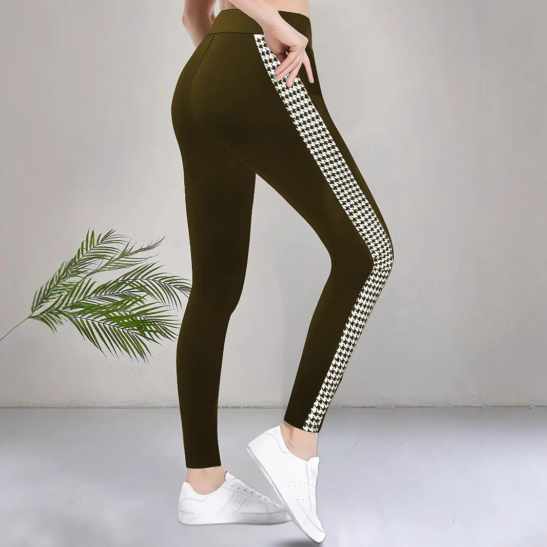 2025 summer high waist elastic tights printed leg slits casual pants trousers - Image 2