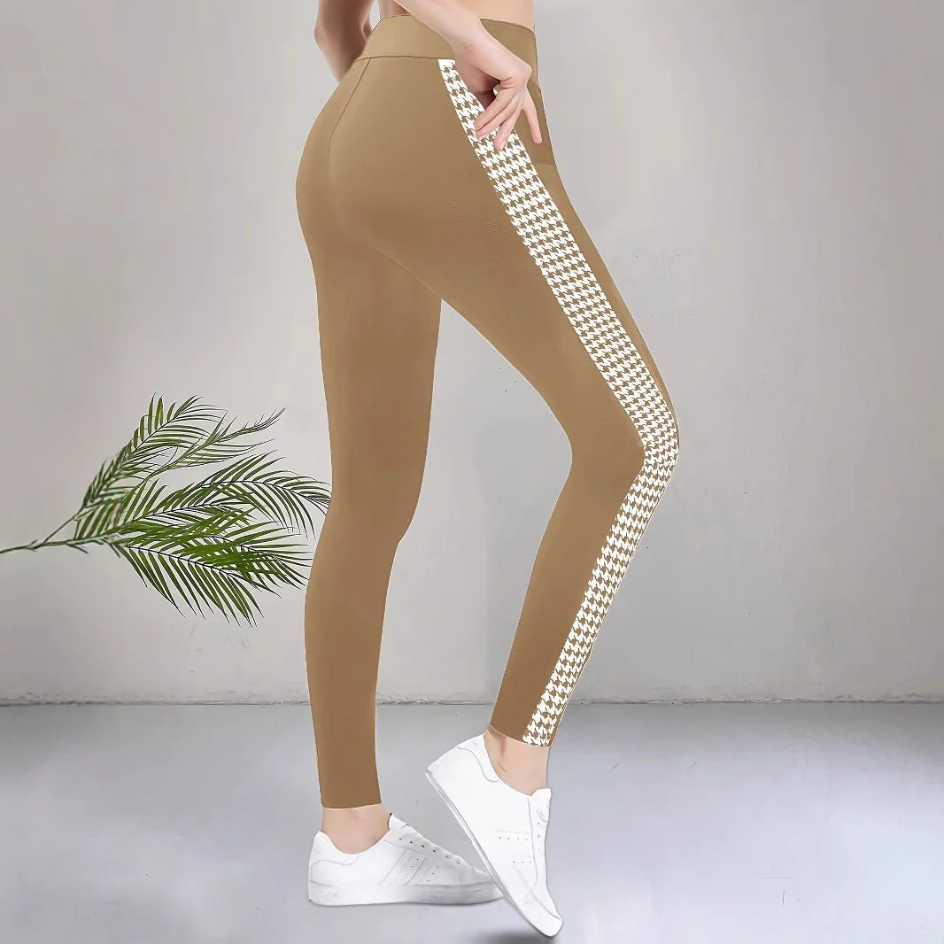 2025 summer high waist elastic tights printed leg slits casual pants trousers - Image 4