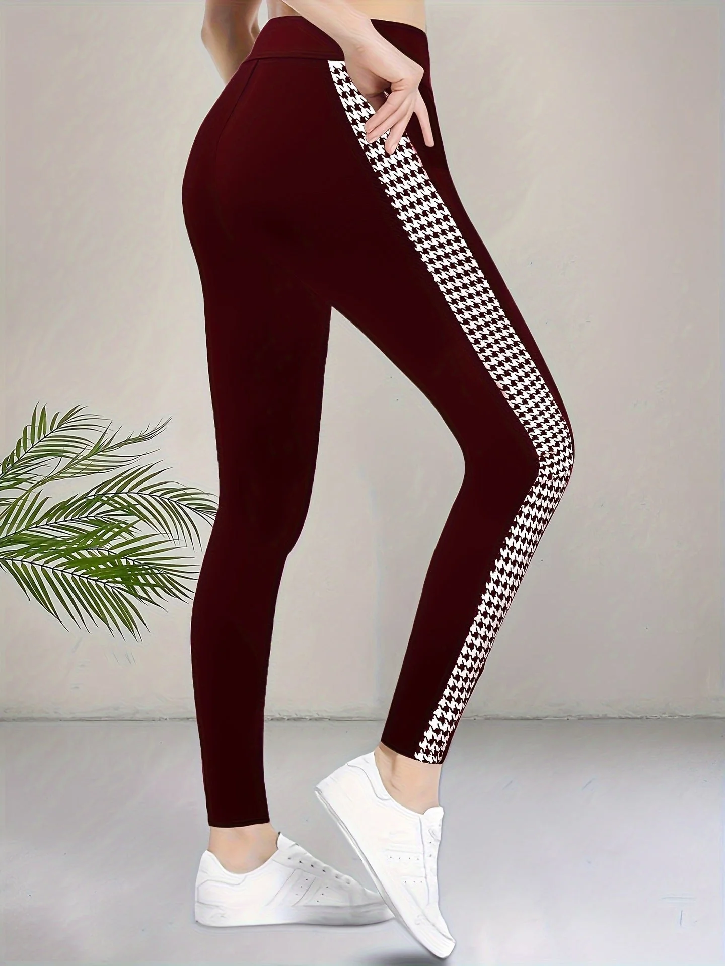 2025 summer high waist elastic tights printed leg slits casual pants trousers - Image 7