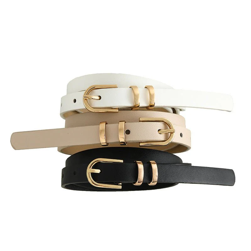 2025 summer Korean style small fresh dress decorative thin belt ladies fashion simple pin buckle belt female FD