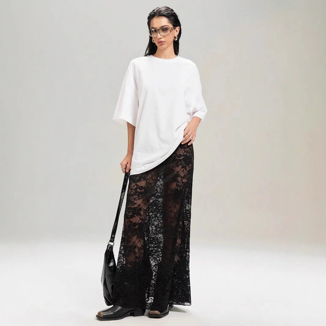 2025 summer new women's clothing solid color slim-fit hip-wrapped street fashion high-waisted lace skirt - Image 6