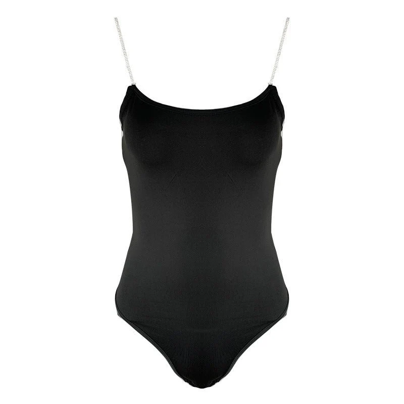 2025 Summer New Women's Diamond Chain Slim Fit Top Sxy Low-cut Suspender Bodysuit  FD - Image 7