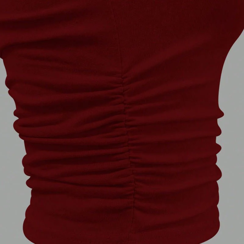 2025 summer slim-fit knitted solid-color small vest shoulder short top - Image 3