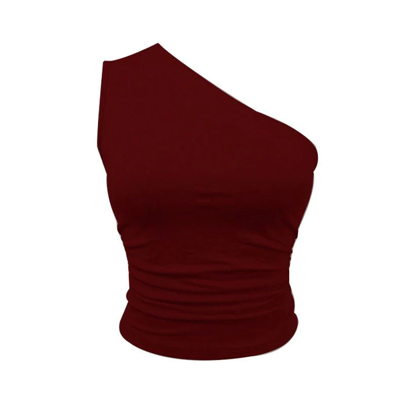 2025 summer slim-fit knitted solid-color small vest shoulder short top - Image 5