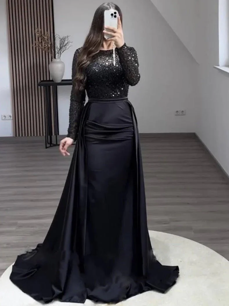 2026 European and American Cross-Border Women's Banquet Long-Sleeved Elegant Socialite Annual Meeting Hostess Aura Queen Sequin Evening Dress FD - Image 12
