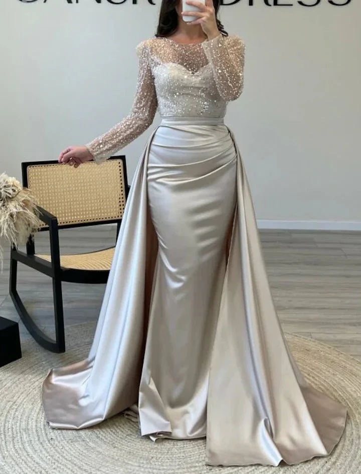 2026 European and American Cross-Border Women's Banquet Long-Sleeved Elegant Socialite Annual Meeting Hostess Aura Queen Sequin Evening Dress FD - Image 5