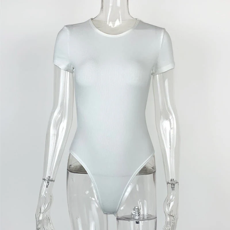 4 Colors Cotton ribbed round neck jumpsuit bodysuit - Image 13