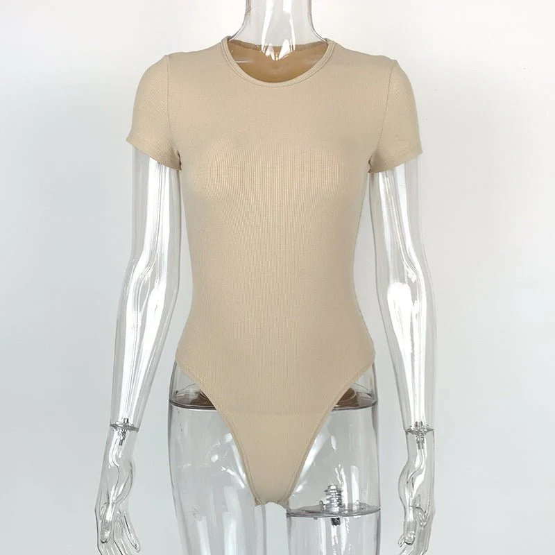 4 Colors Cotton ribbed round neck jumpsuit bodysuit - Image 14