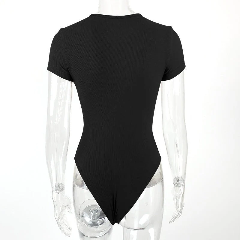 4 Colors Cotton ribbed round neck jumpsuit bodysuit - Image 7
