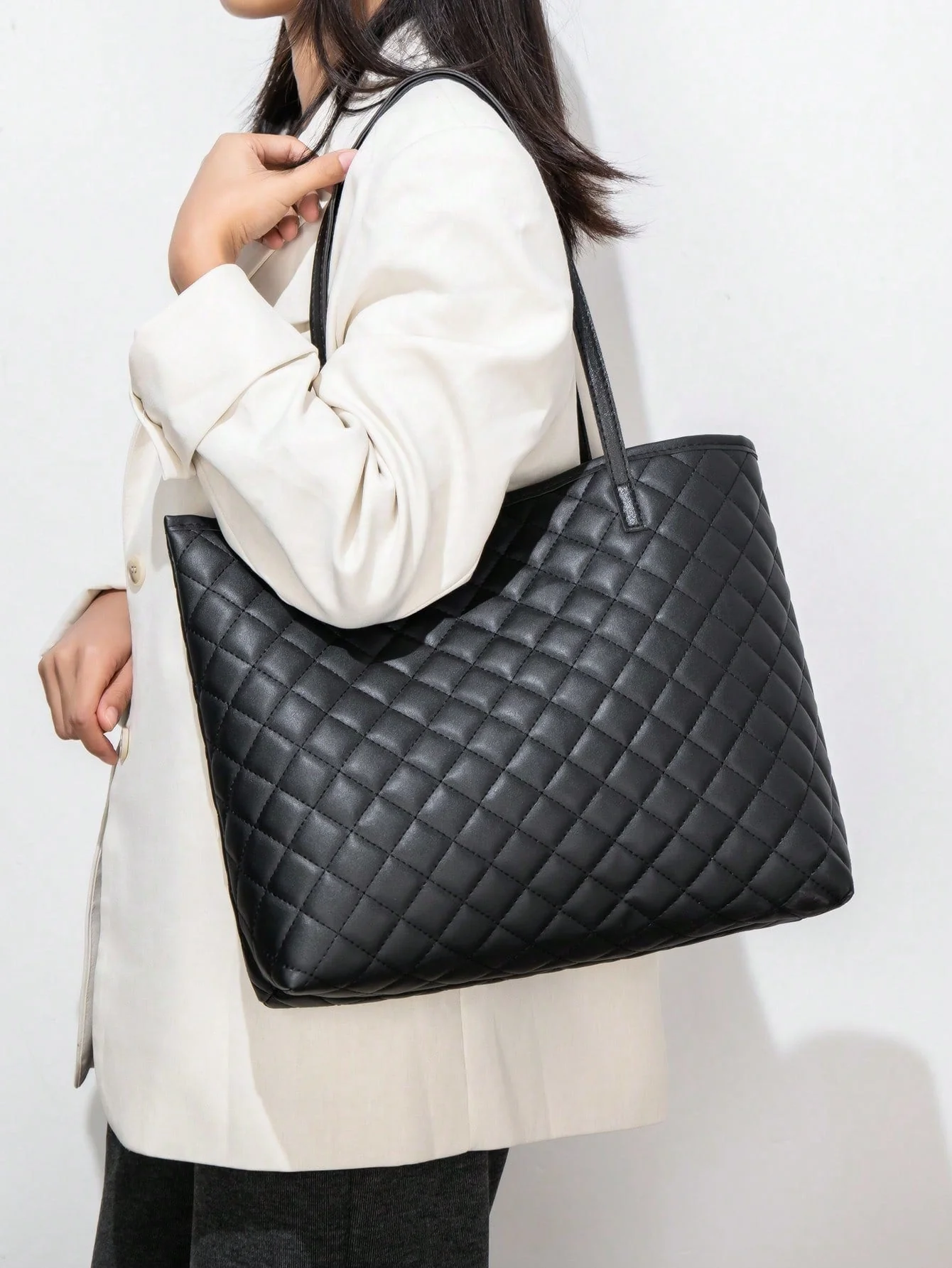 4pcs Bag Set Tote Bag Satchel Crossbody Bag Coin Purse Quilted Pattern Best Work Bag For Women - Image 6