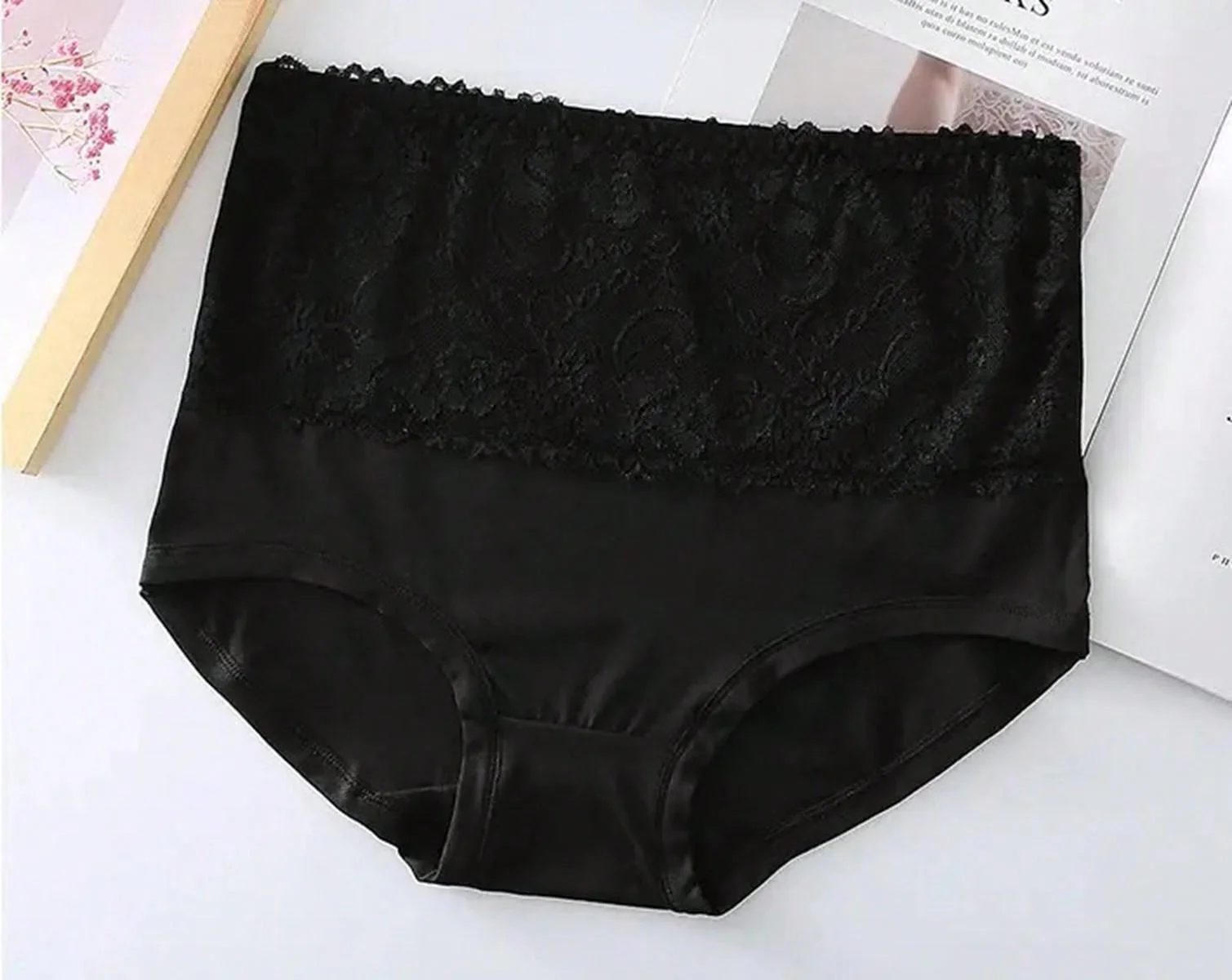 4pcs/pack Women's Plus Size Soft Skin-friendly Lace Trimmed Triangle Panties - Image 10