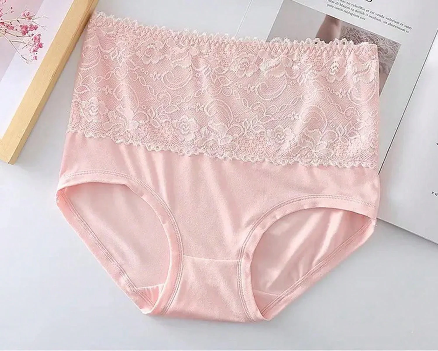 4pcs/pack Women's Plus Size Soft Skin-friendly Lace Trimmed Triangle Panties - Image 8