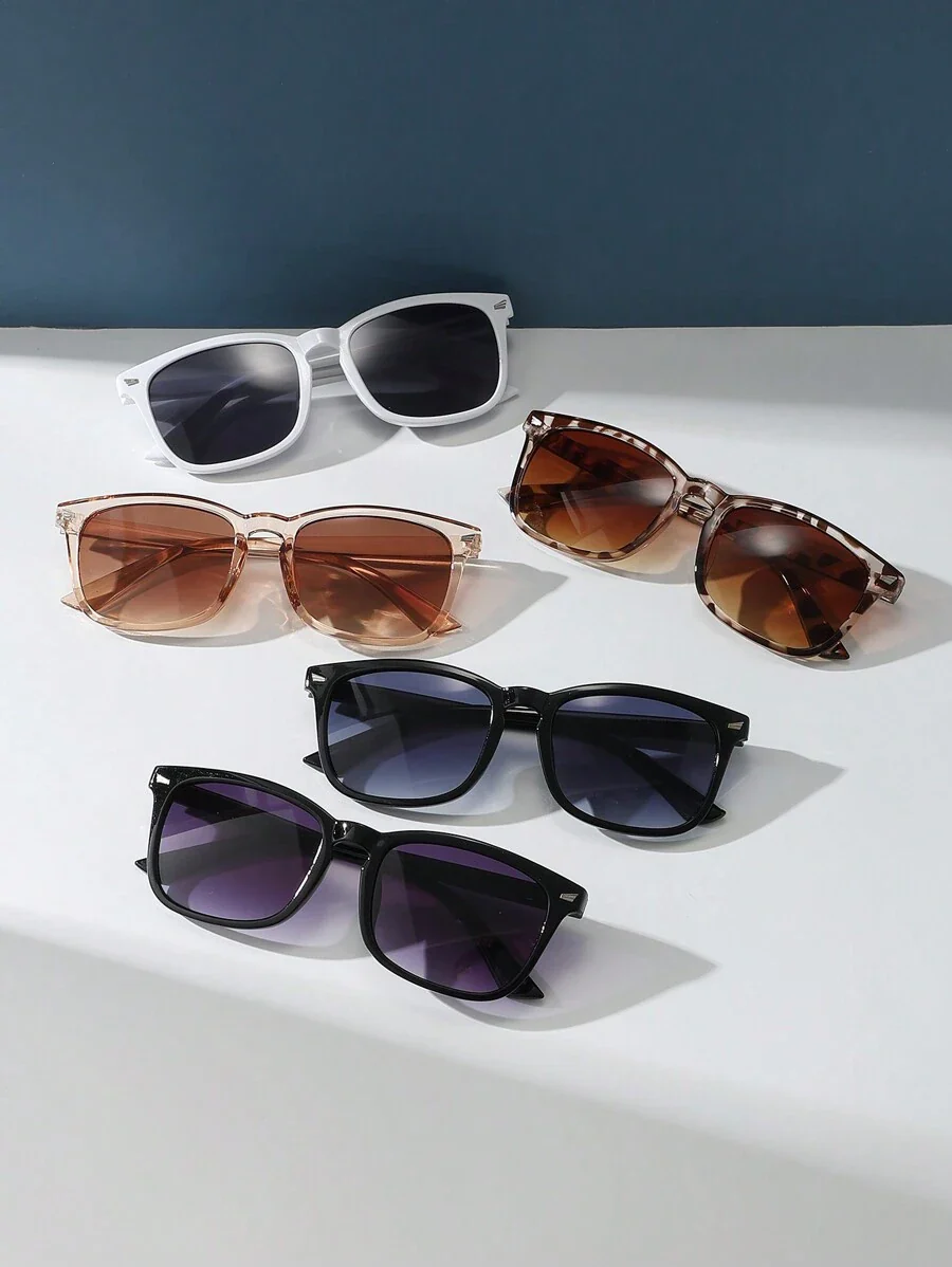 5pcs Ladies' Square Plastic Decorated Sunglasses FD - Image 2